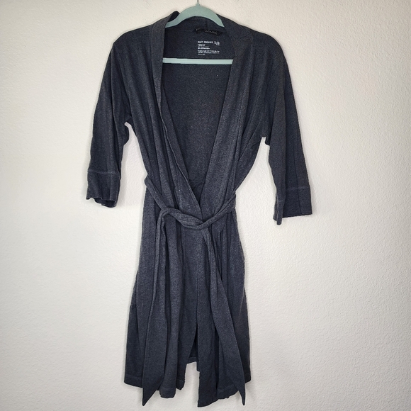 Pact Gray Staycation Organic Cotton Sustainable Short Knit Robe M - Picture 2 of 4